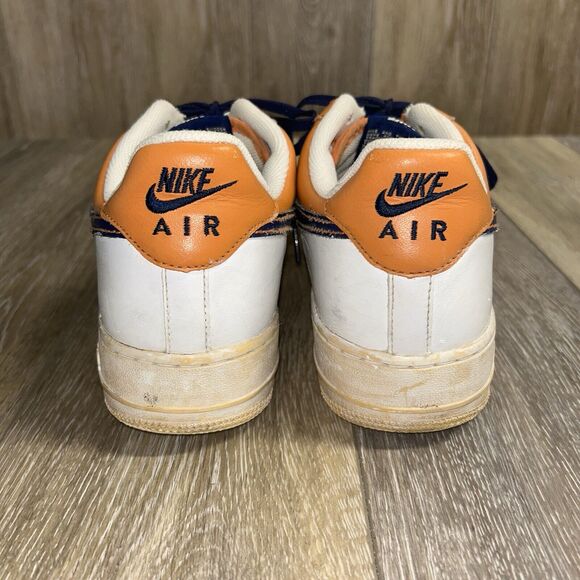 Nike Air Force 1s Mens US Size 9.5 Low White Orange Blue AF1 82 317295-841 Shoes - Picture 7 of 11